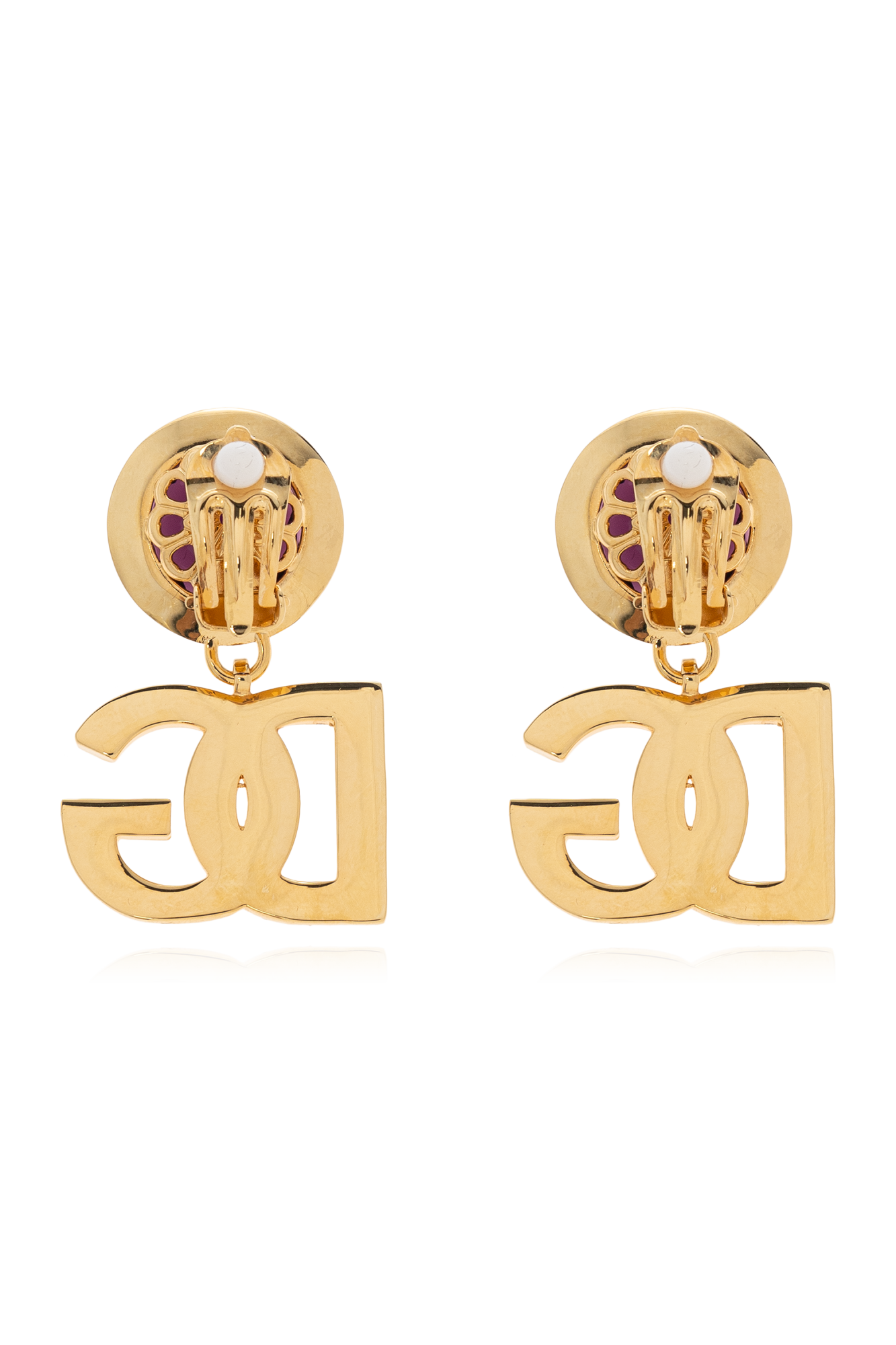 Gold Clip-on earrings with a shimmering crystal Dolce